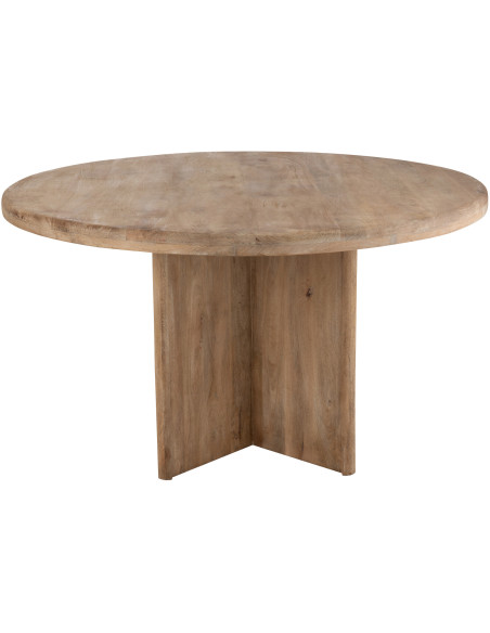 Table à manger design Japandi Ronde 6 personnes Bois de manguier Naturel Puur 