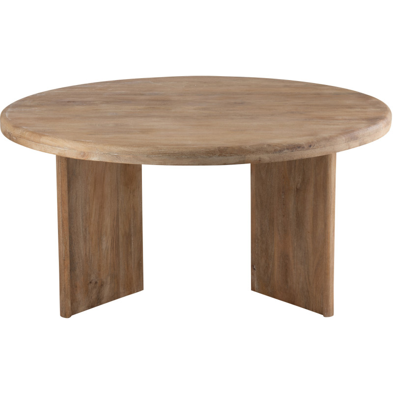 Table à manger design Japandi Ronde 6 personnes Bois de manguier Naturel Puur 