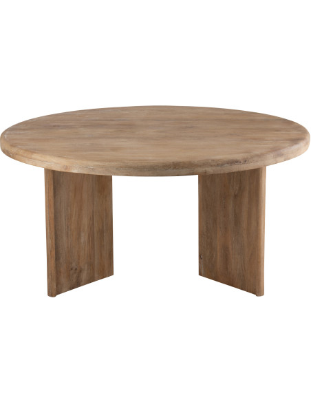 Table à manger design Japandi Ronde 6 personnes Bois de manguier Naturel Puur 