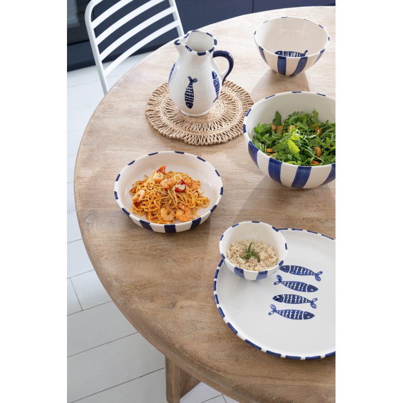 Table à manger design Japandi Ronde 6 personnes Bois de manguier Naturel Puur 