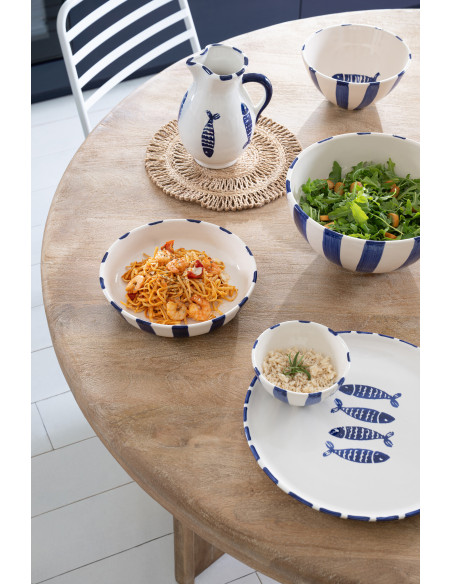 Table à manger design Japandi Ronde 6 personnes Bois de manguier Naturel Puur 