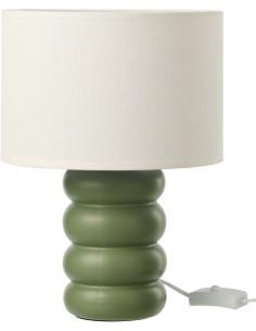 Lampe à poser design Pop H 31 cm Céramique Vert Lin Beige Eva 