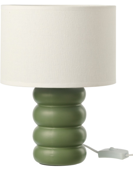 Lampe à poser design Pop H 31 cm Céramique Vert Lin Beige Eva 
