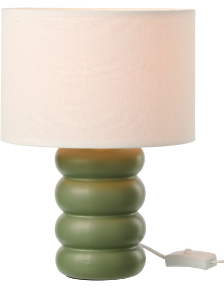 Lampe à poser design Pop H 31 cm Céramique Vert Lin Beige Eva 
