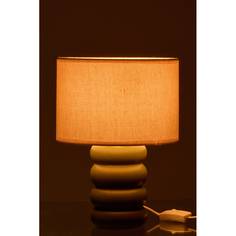 Lampe à poser design Pop H 31 cm Céramique Vert Lin Beige Eva 