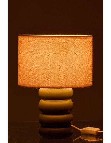 Lampe à poser design Pop H 31 cm Céramique Vert Lin Beige Eva 