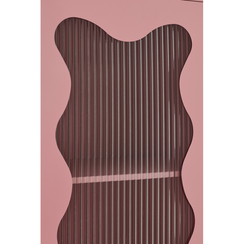 Armoire design Vague 1 porte Métal Rose clair Verre ondulé Semi-transparent Wevana 