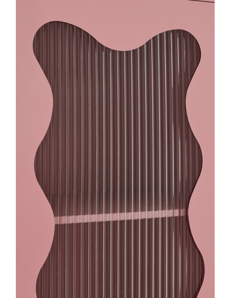 Armoire design Vague 1 porte Métal Rose clair Verre ondulé Semi-transparent Wevana 