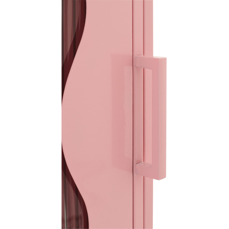 Armoire design Vague 1 porte Métal Rose clair Verre ondulé Semi-transparent Wevana 