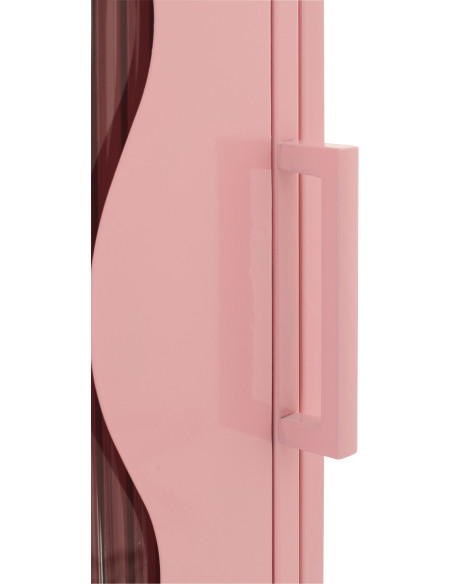 Armoire design Vague 1 porte Métal Rose clair Verre ondulé Semi-transparent Wevana 