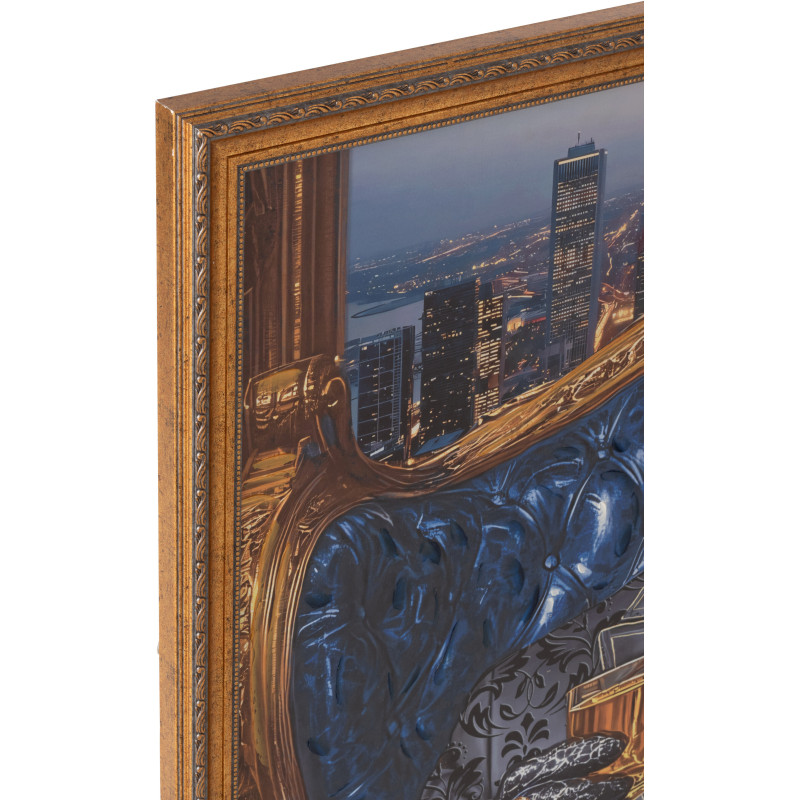 Grande Toile murale peinte lumineuse design Léopard chic Cadre en bois naturel Néonyo 