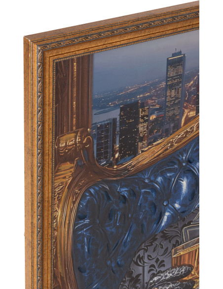 Grande Toile murale peinte lumineuse design Léopard chic Cadre en bois naturel Néonyo 