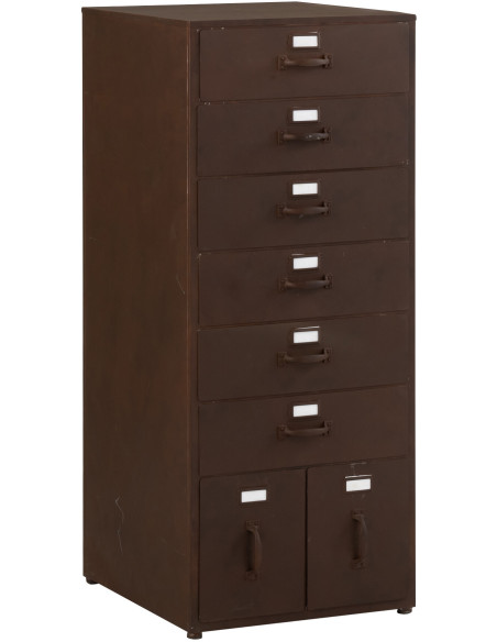 Meuble d'apothicaire design vintage 8 tiroirs Métal Marron rouille Bade 