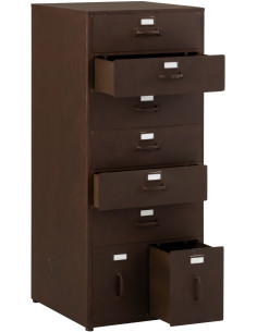 Meuble d'apothicaire design vintage 8 tiroirs Métal Marron rouille Bade 