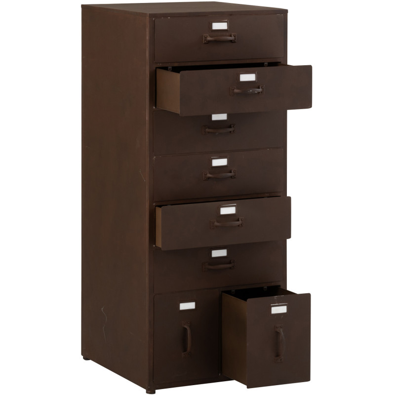 Meuble d'apothicaire design vintage 8 tiroirs Métal Marron rouille Bade 