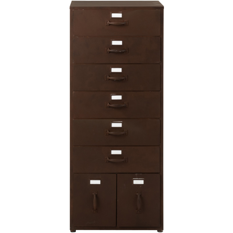 Meuble d'apothicaire design vintage 8 tiroirs Métal Marron rouille Bade 
