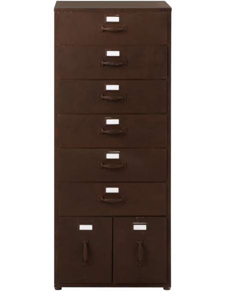 Meuble d'apothicaire design vintage 8 tiroirs Métal Marron rouille Bade 