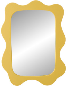 Miroir mural design Pop Vague Organique 57x76 Bois MDF Jaune Waviny 