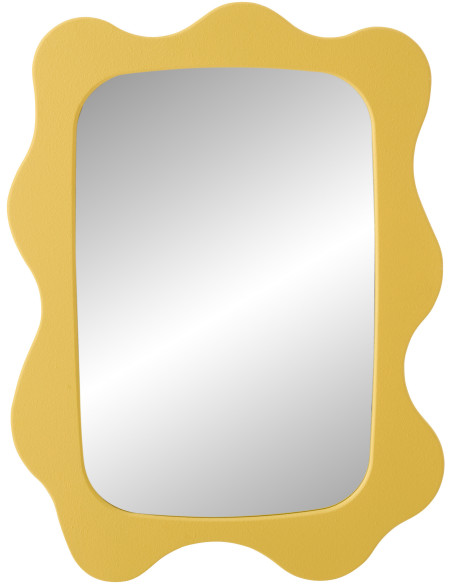 Miroir mural design Pop Vague Organique 57x76 Bois MDF Jaune Waviny 