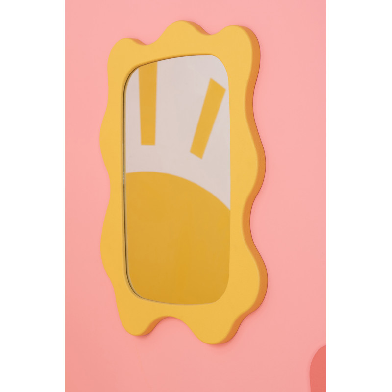 Miroir mural design Pop Vague Organique 57x76 Bois MDF Jaune Waviny 