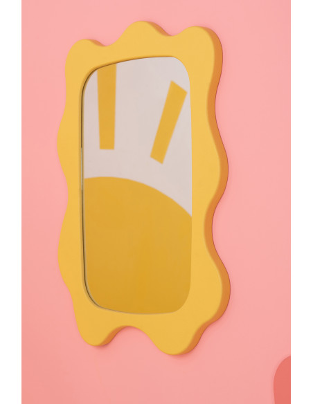 Miroir mural design Pop Vague Organique 57x76 Bois MDF Jaune Waviny 