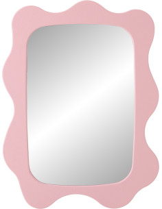 Miroir mural design Pop Vague Organique 57x76 Bois MDF Rose clair Waviny 
