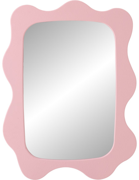 Miroir mural design Pop Vague Organique 57x76 Bois MDF Rose clair Waviny 