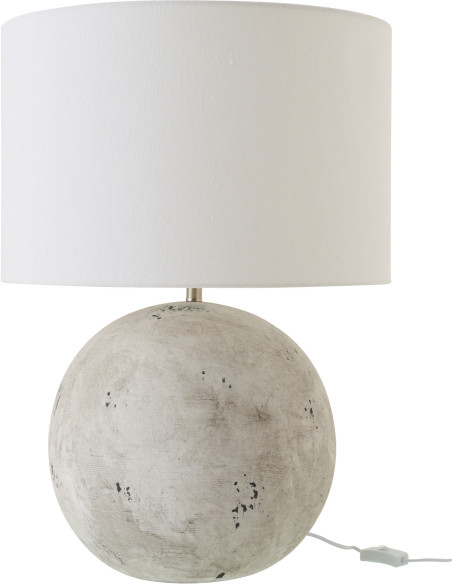Grande Lampe à poser design minimaliste Boule H 62 cm Céramique Gris Tissu Blanc Bally 