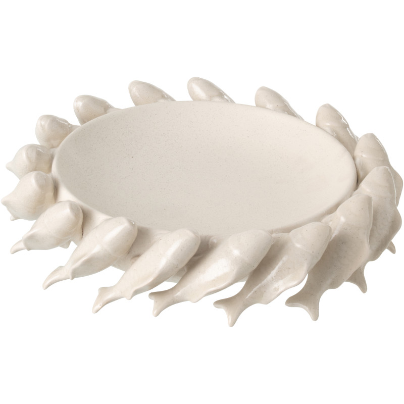 Grand Bol déco bord de mer Poisson Rond Céramique Blanc crème Aqualis 