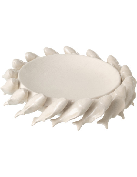Grand Bol déco bord de mer Poisson Rond Céramique Blanc crème Aqualis 
