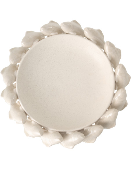 Grand Bol déco bord de mer Poisson Rond Céramique Blanc crème Aqualis 