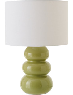 Lampe à poser style wabi-sabi H 48 cm Céramique Vert Tissu Blanc Victor 