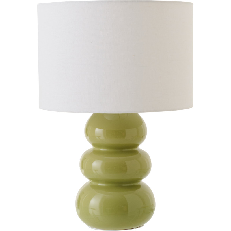 Lampe à poser style wabi-sabi H 48 cm Céramique Vert Tissu Blanc Victor 
