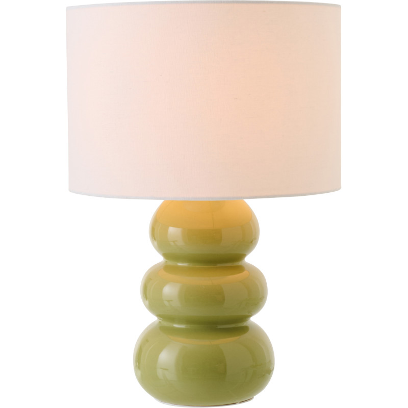 Lampe à poser style wabi-sabi H 48 cm Céramique Vert Tissu Blanc Victor 