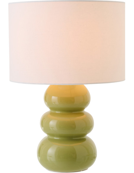 Lampe à poser style wabi-sabi H 48 cm Céramique Vert Tissu Blanc Victor 