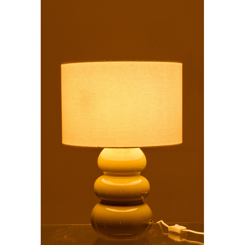 Lampe à poser style wabi-sabi H 48 cm Céramique Vert Tissu Blanc Victor 