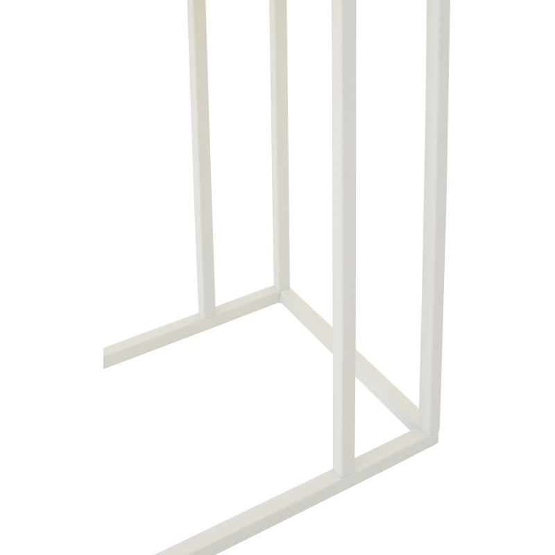 Bout de canapé design bord de mer Rectangulaire 47 cm Métal Bois MDF Jaune Blanc Motif carreaux 