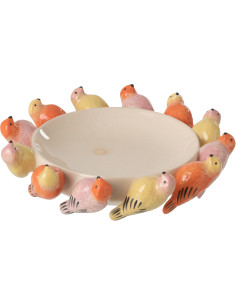 Grand Bol déco Oiseaux Rond Céramique Multicolore Solavie 