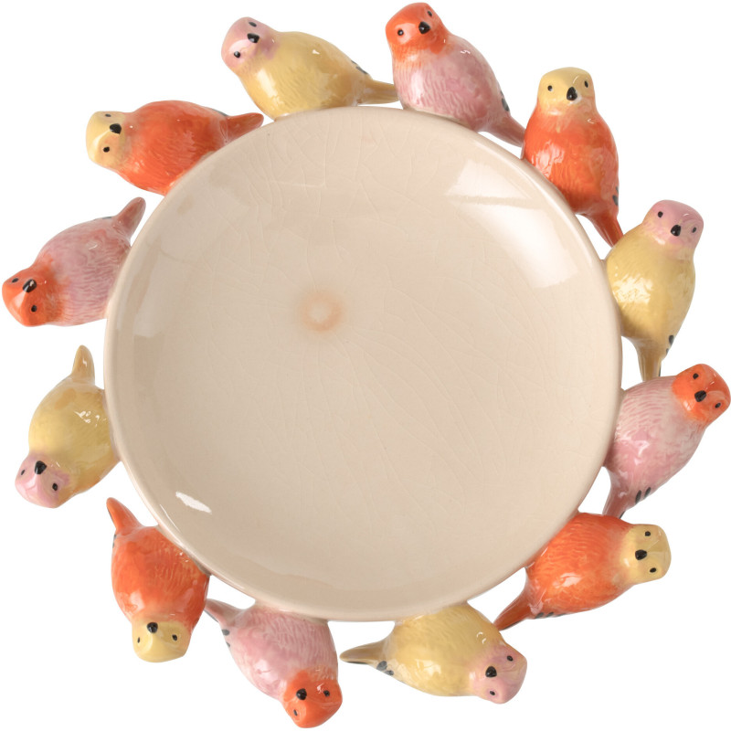 Grand Bol déco Oiseaux Rond Céramique Multicolore Solavie 