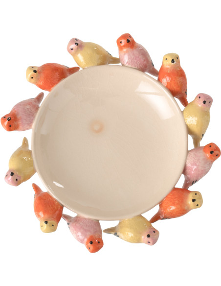 Grand Bol déco Oiseaux Rond Céramique Multicolore Solavie 