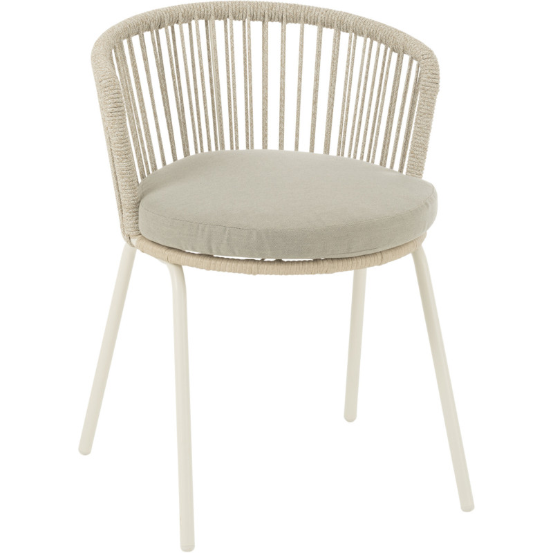 Chaise de jardin design bohème Corde Gris Métal Blanc Toa 