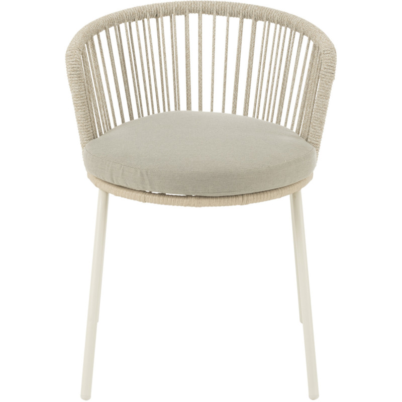 Chaise de jardin design bohème Corde Gris Métal Blanc Toa 