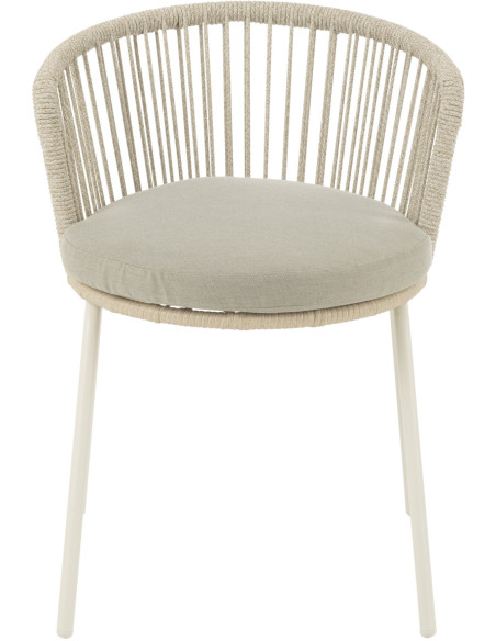 Chaise de jardin design bohème Corde Gris Métal Blanc Toa 