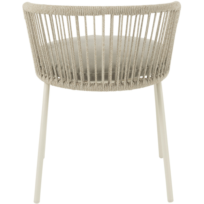 Chaise de jardin design bohème Corde Gris Métal Blanc Toa 