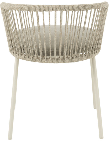 Chaise de jardin design bohème Corde Gris Métal Blanc Toa 