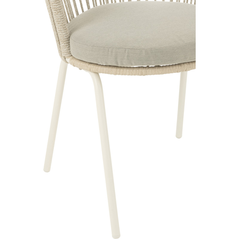 Chaise de jardin design bohème Corde Gris Métal Blanc Toa 