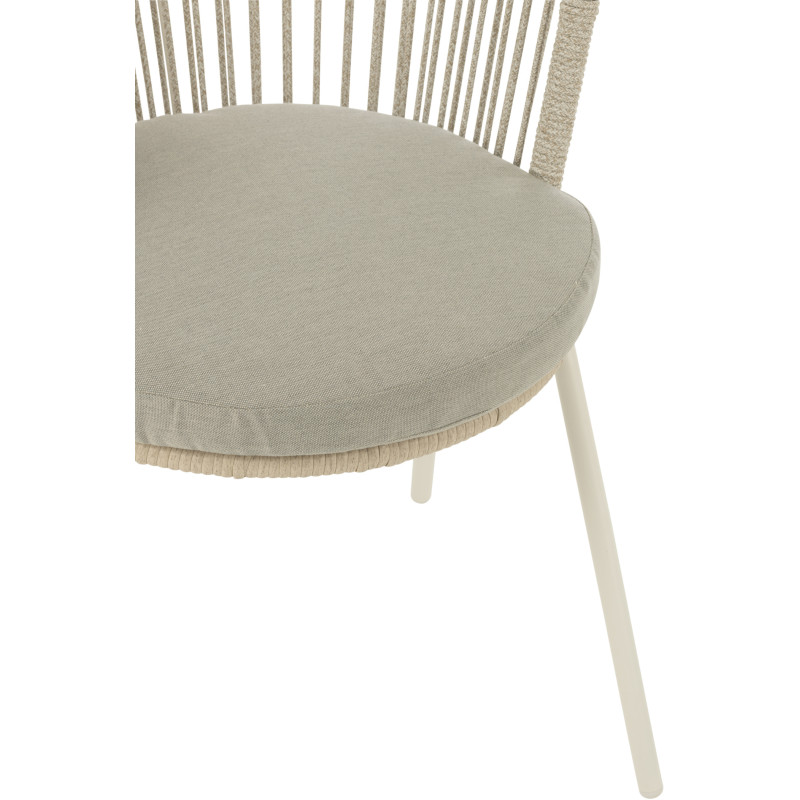Chaise de jardin design bohème Corde Gris Métal Blanc Toa 