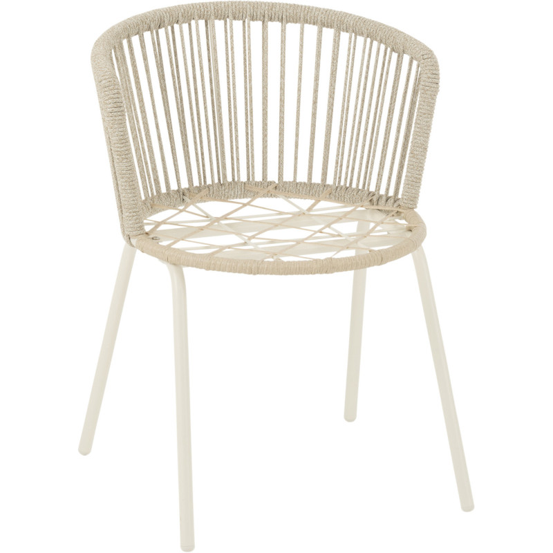 Chaise de jardin design bohème Corde Gris Métal Blanc Toa 