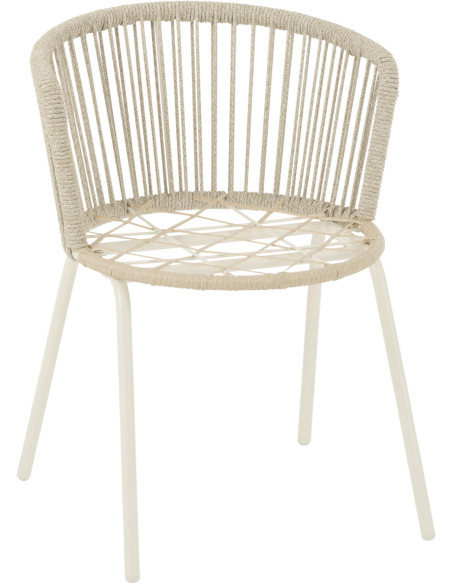 Chaise de jardin design bohème Corde Gris Métal Blanc Toa 