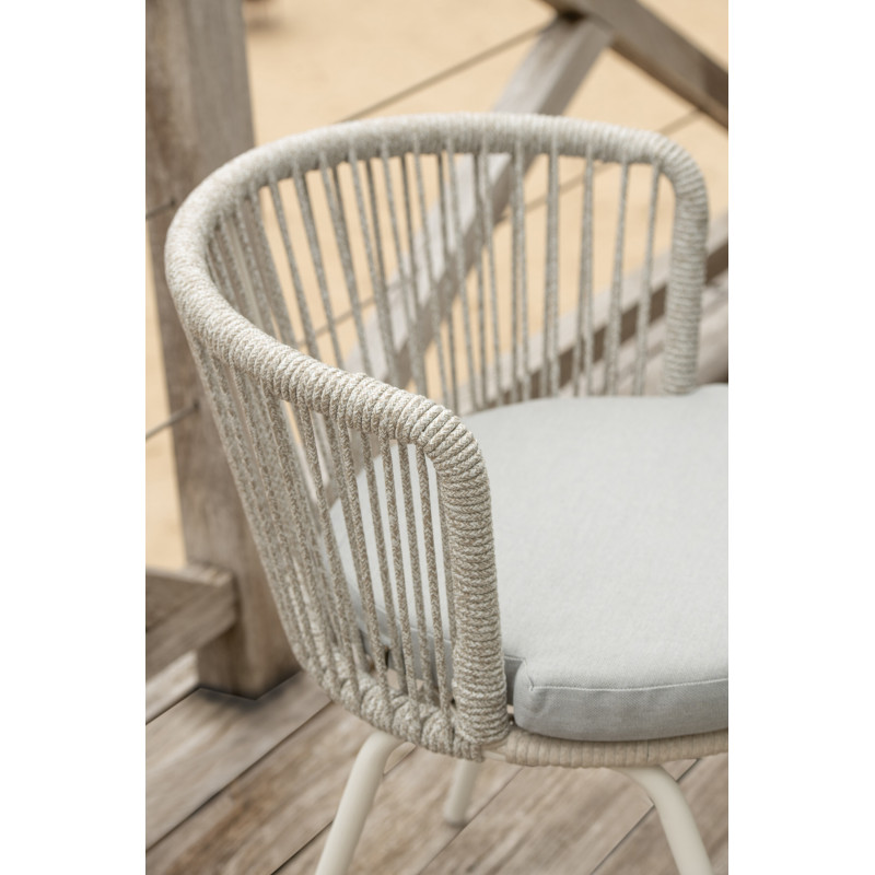 Chaise de jardin design bohème Corde Gris Métal Blanc Toa 